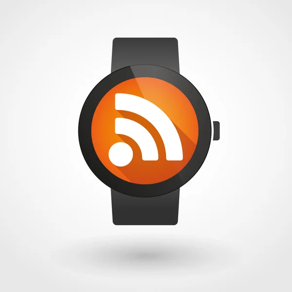 Smart watch icon with a rss feed sign — Stock Vector