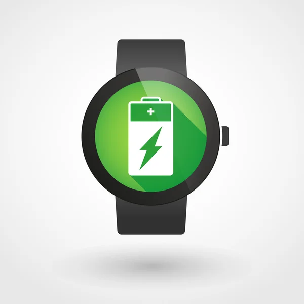 Smart Watch-klocka ikon med ett batteri — Stock vektor