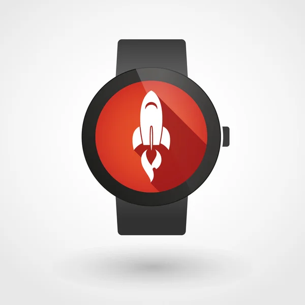 Smart Watch-klocka ikon med en raket — Stock vektor