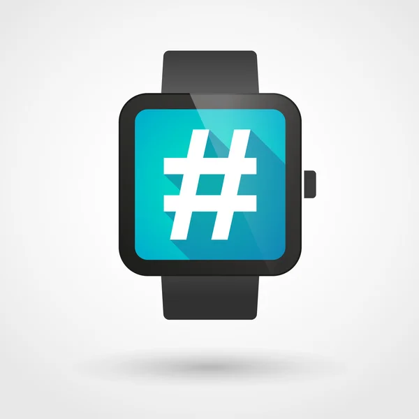 Smart watch icon with a hash tag — Stock Vector