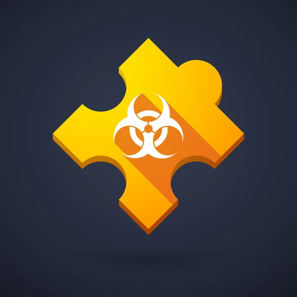 Puzzle piece icon with a biohazard sign — Stock Vector