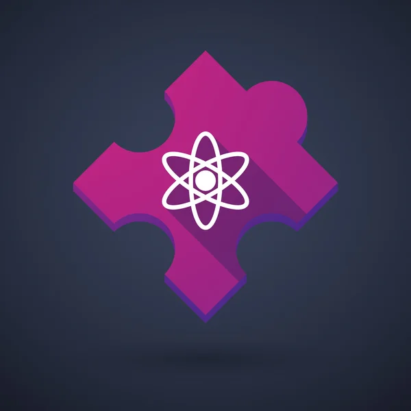 Puzzleteil-Symbol mit einem Atom — Stockvektor