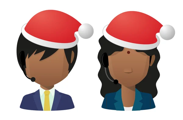 Young indians wearing a santa hat — Stock Vector