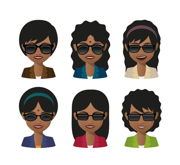 Female indian avatar wearing sunglasses — Stock Vector