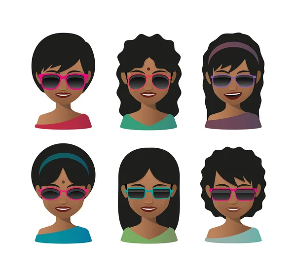Kvinnliga indiska avatar bär solglasögon — Stock vektor