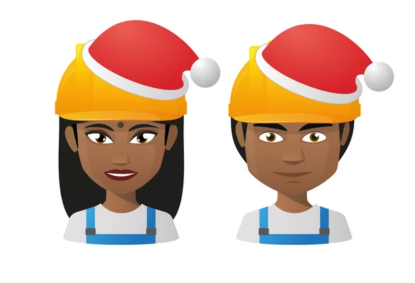 Young indians wearing a santa hat — Stock Vector