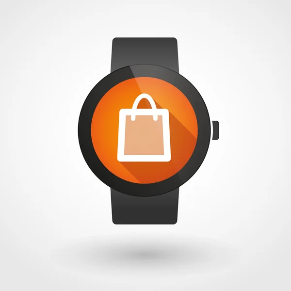 Smart watch icon with a shopping bag — Stock Vector