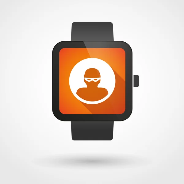 Smart watch icon with a thief — Stock Vector