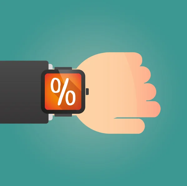 Smart watch icon with a discount sign — Stock Vector