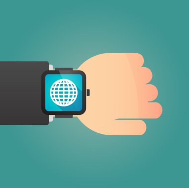 Dikkat et bir akıllı giyen bir dünya küre görüntüleme