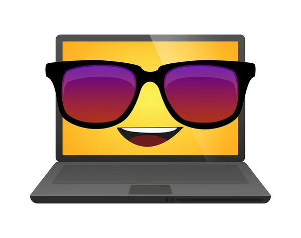 Laptop mit Brille — Stockvektor