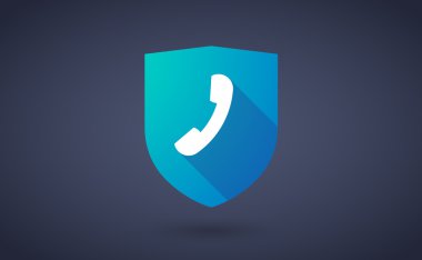 Uzun gölge kalkan simgesi ile bir telefon