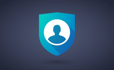 Uzun gölge kalkan simgesi bir avatar ile