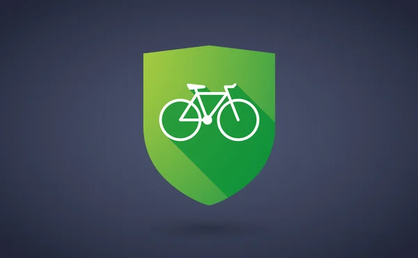 Ícone de escudo de sombra longa com uma bicicleta — Vetor de Stock