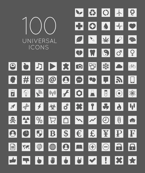 Set of 100 universal icons of business, science, health, securit — Stock Vector