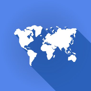 Uzun gölge simgesi ile bir Dünya Haritası
