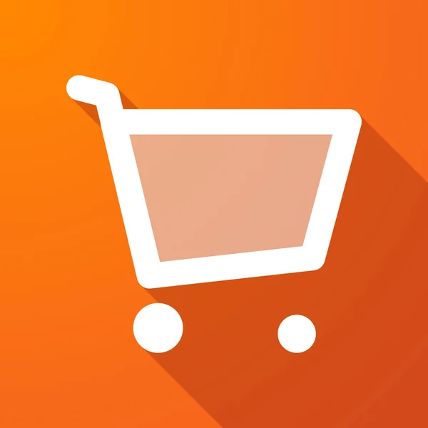 Icono de sombra larga con un carrito de compras — Vector de stock