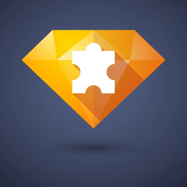 Icono de diamante con una pieza de rompecabezas — Vector de stock