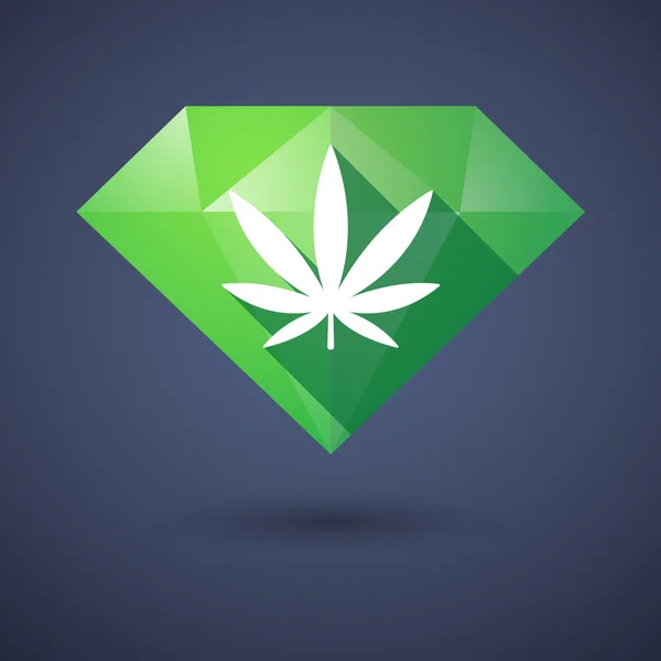 Diamant pictogram met een marihuanablad — Stockvector