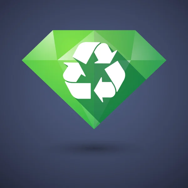 Icono de diamante con un signo de reciclaje — Vector de stock