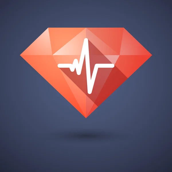 Icona di diamante con un segno di battito cardiaco — Vettoriale Stock