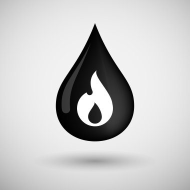 Oil drop icon with flame clipart