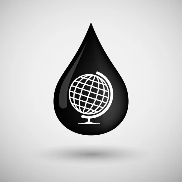 Ícone de gota de óleo com um globo mundial — Vetor de Stock