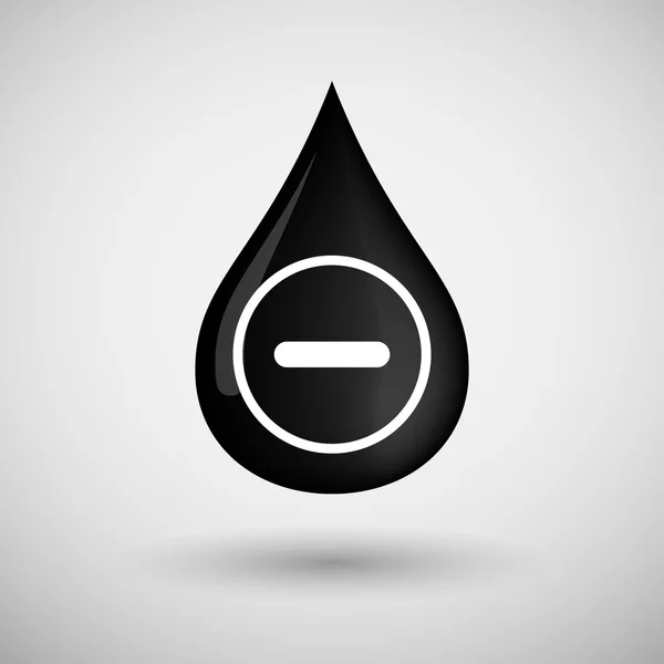 Oil drop icon with a subtraction sign — Stock Vector