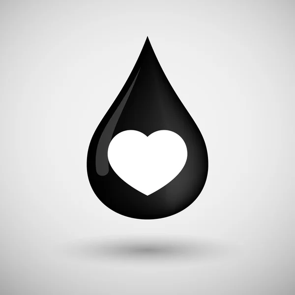 Ikona kapka ropy se srdcem — Stockový vektor