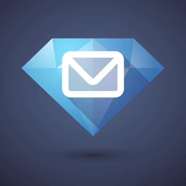 Icono de diamante con un signo de correo electrónico — Vector de stock