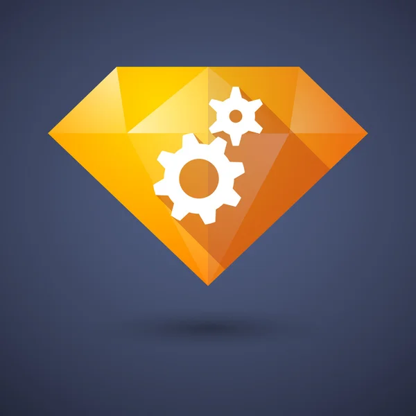 Icono de diamante con engranajes — Vector de stock