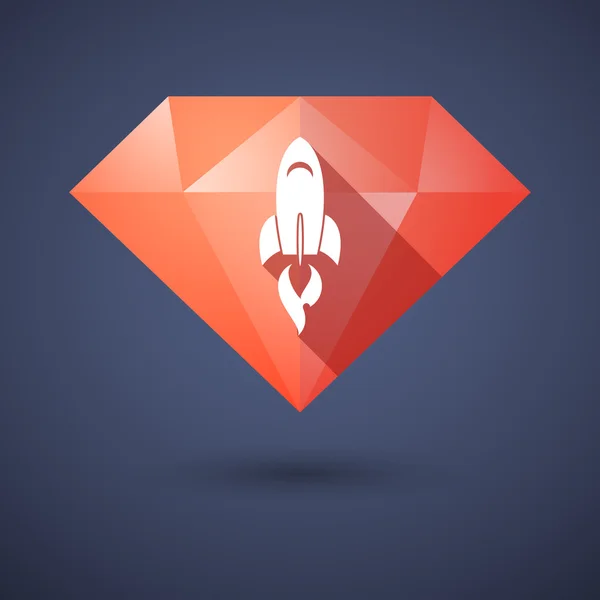 Icono de diamante con un cohete — Vector de stock