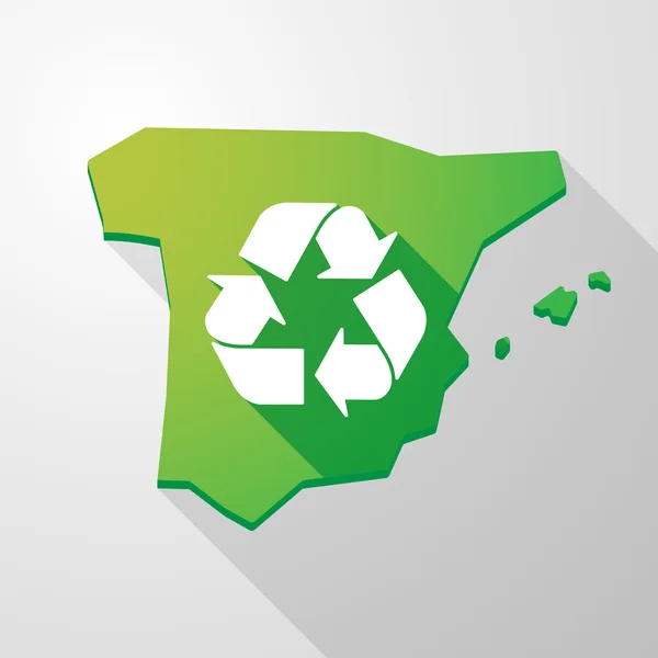 Espagne icône de carte avec un panneau de recyclage — Image vectorielle