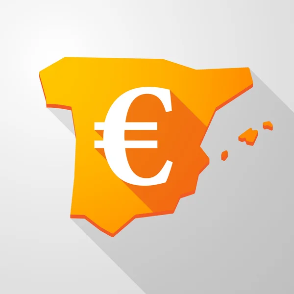 Spain map icon with an euro sign — Stock Vector