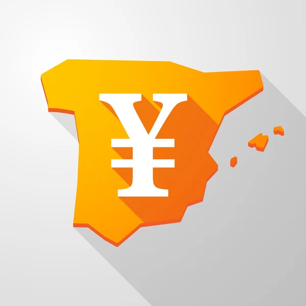 Spanje Kaartpictogram met een yen-teken — Stockvector