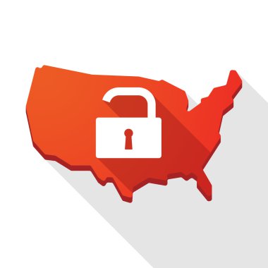 ABD harita simgesi ile bir kilidi yastık