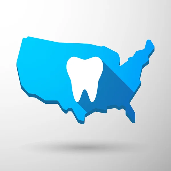 USA map icon with a tooth — Stock Vector