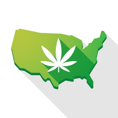 Marihuana yaprağı ile ABD harita simgesi
