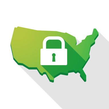 ABD harita simgesi ile bir kilidi yastık