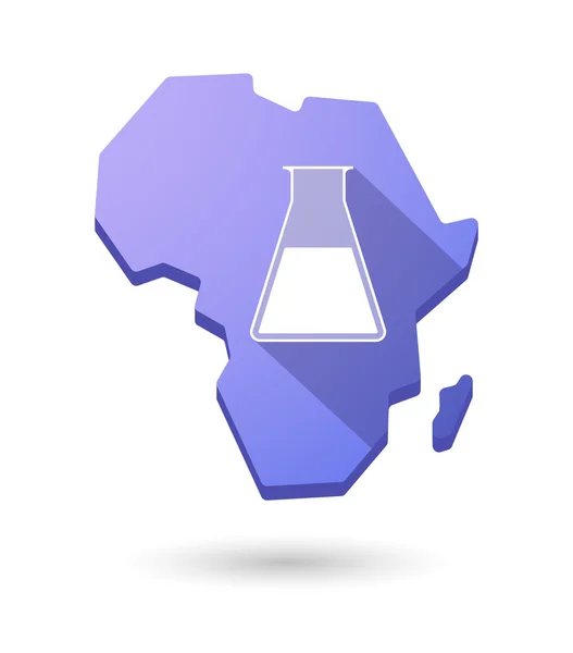 Africa continent map icon with a chemical test tube — Stock Vector