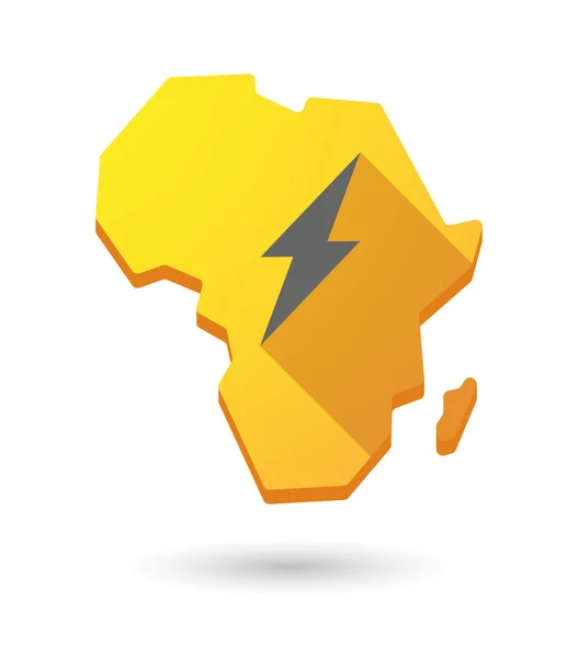 Africa continent map icon with a lightning — Stock Vector