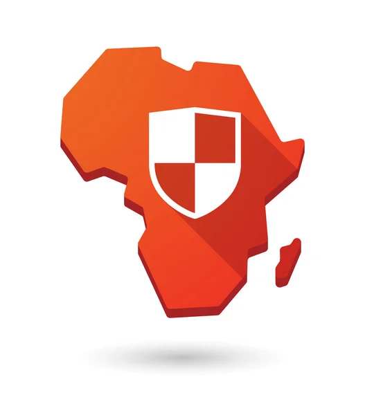 Africa continente icona mappa con uno scudo — Vettoriale Stock