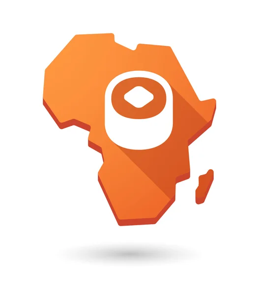 Ícone de mapa do continente africano com uma peça de sushi — Vetor de Stock
