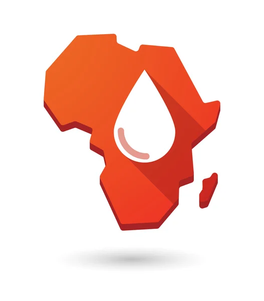 Ícone de mapa continente África com uma gota de sangue — Vetor de Stock