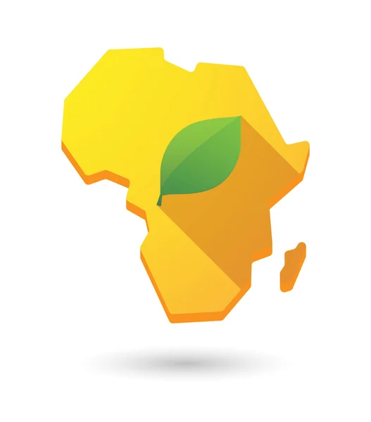 Ícone de mapa continente África com uma folha — Vetor de Stock