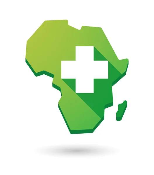 Ícone de mapa do continente africano com um sinal de farmácia — Vetor de Stock