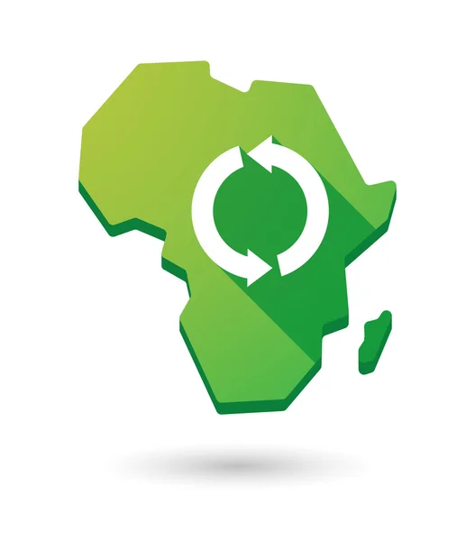 África continente mapa icono con un signo de reciclaje — Vector de stock