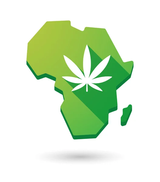 Africa continent map icon with a marijuana leaf — Stock Vector