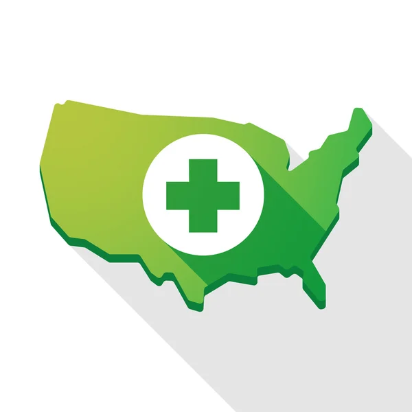 USA map icon with a pharmacy sign — Stock Vector