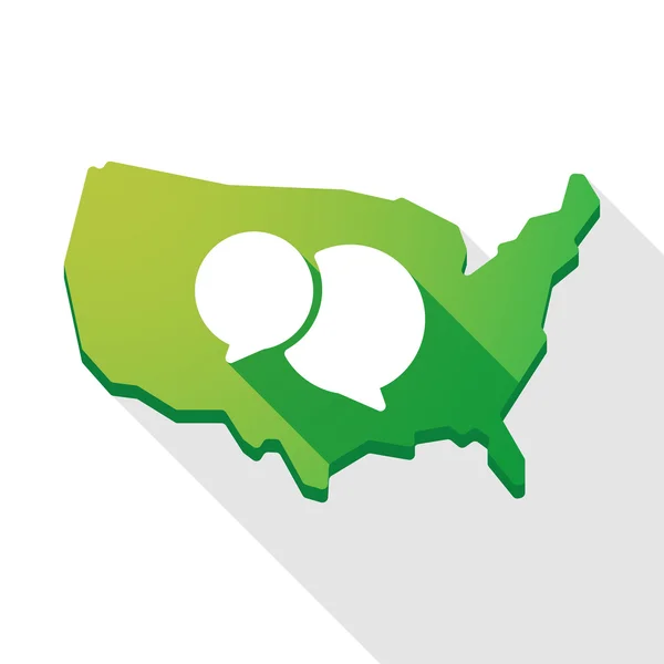 Ícone de mapa dos EUA com um balão cômico —  Vetores de Stock